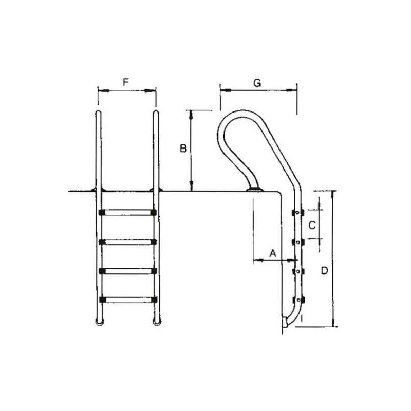Escalera modelo Mixto - 2 peldaños Astralpool