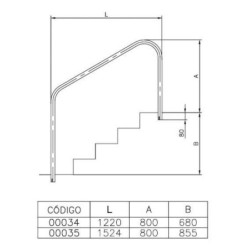PASAMANOS SALIDA ANCLAJE EXT./ INT. CON PLETINAS. 00036
