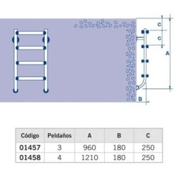 PARTE INFERIOR ESCALERA PARTIDA AISI316 4 PELDAÑOS LUXE. 01458