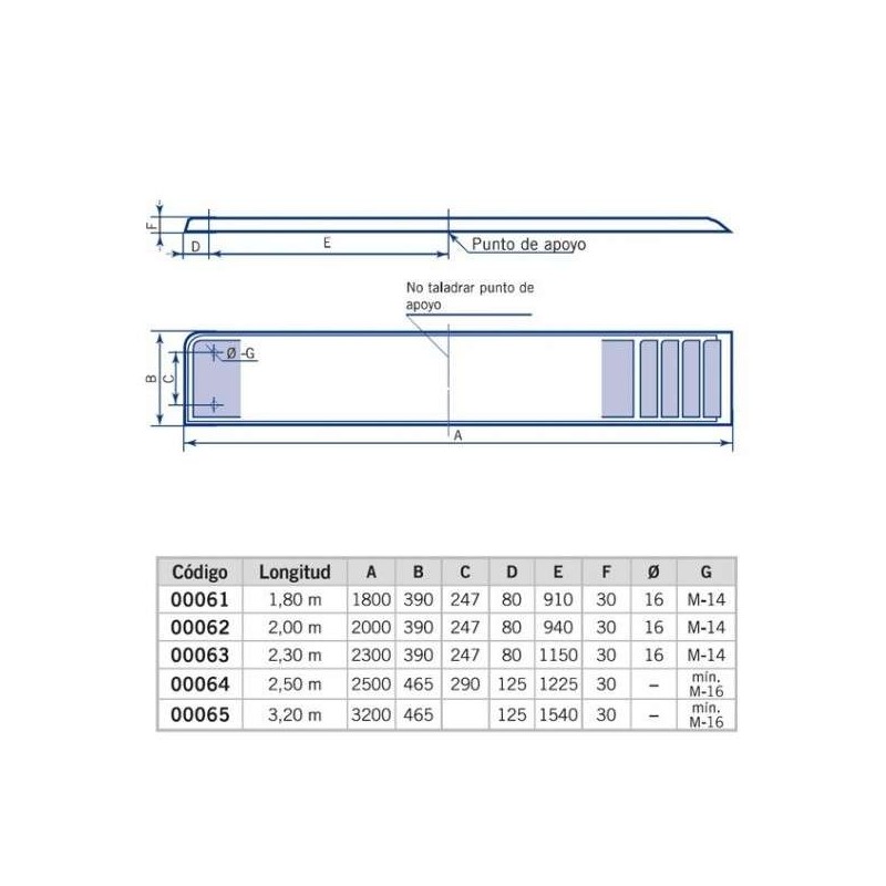 PLATAFORMA PFV ANCHO 0,40 M LONGITUD 2,0 M. 00062