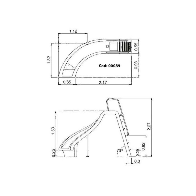 TOBOGAN CURVADO IZQUIERDA 1,78 M. 00089