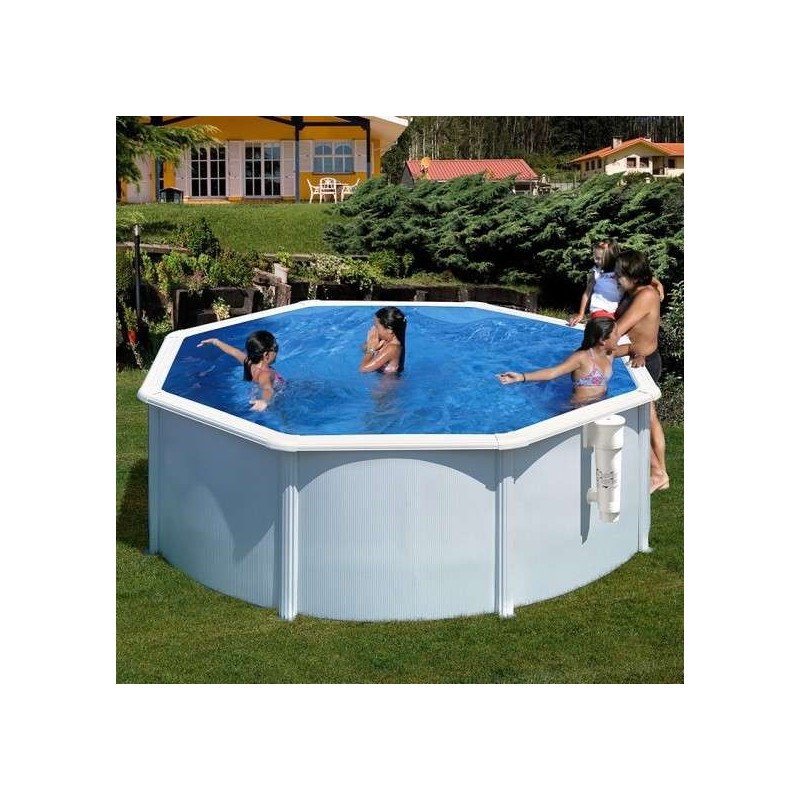 Piscina GRE Bora Bora circular de acero chapa blanca Ø 350 x 120 cm. KITPR353