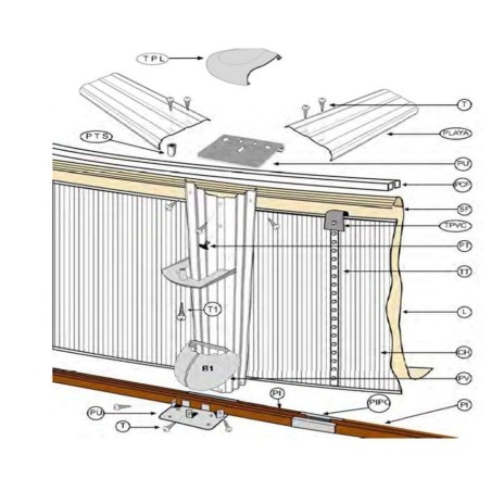 Perfil inferior de sujeción chapa para piscina D.550 Gre. PC5501420WP