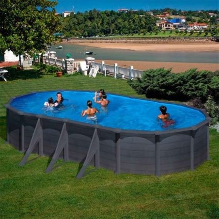 Piscina elevada GRANADA grafito 610 x 375 x 132 cm Gre. KITPROV618GF