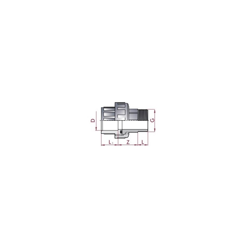 Enlace tres piezas mixto PVC D.63 a 2" RM Cepex