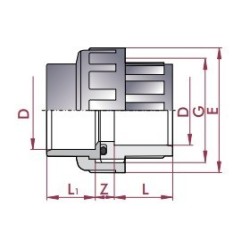 Enlace tres piezas PVC Diámetro 40 Cepex. 02330