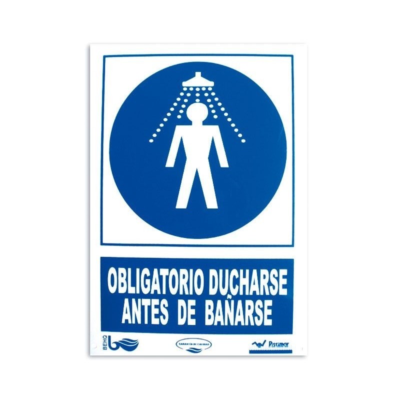 Cartel seguridad OBLIGATORIO DUCHARSE ANTES DE BAÑARSE. 101168