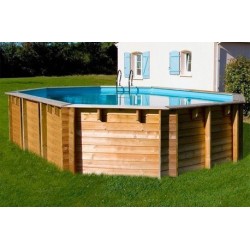 Piscina elevada de madera ovalada Vermela 672x472x146 cm Gre. 790098