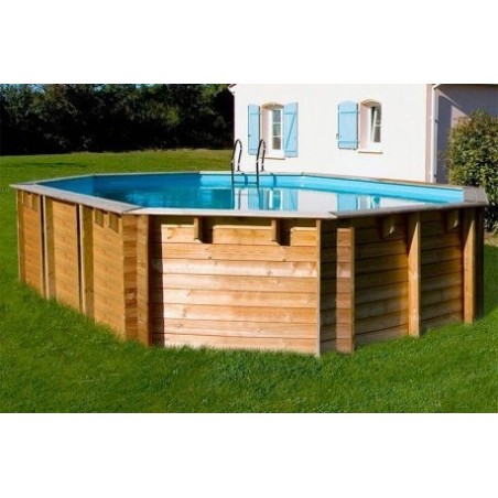 Piscina elevada de madera ovalada Vermela 672x472x146 cm Gre. 790098