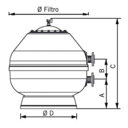 Filtro Vesubio Ø 500 Salida Lateral 1 1/2" Válvula Tornillos. 19353CP