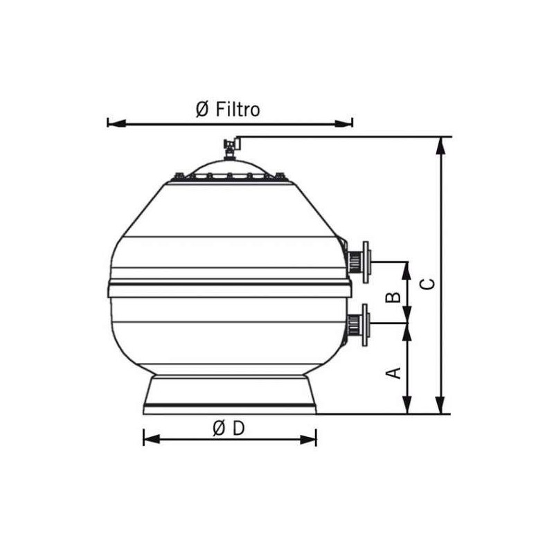 Filtro Vesubio Ø 750 Salida Lateral 2" Sin Válvula. 15787-0100