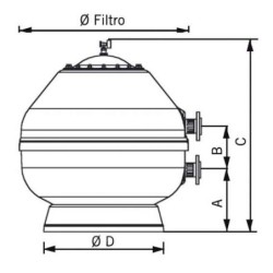 FILTRO VESUBIO 8000 l/h Ø 450 CON VÁLVULA LATERAL SAL 1 1/2". 15785
