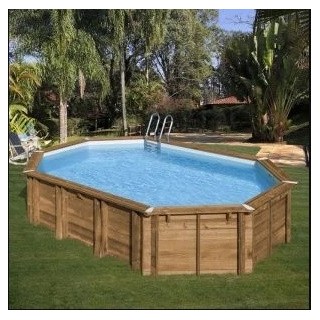 Piscina elevada de madera ovalada Safran-2 620 x 395 x 136 cm Gre. 7900892